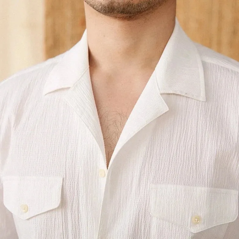 Cuban collar relaxed fit elegant shirt