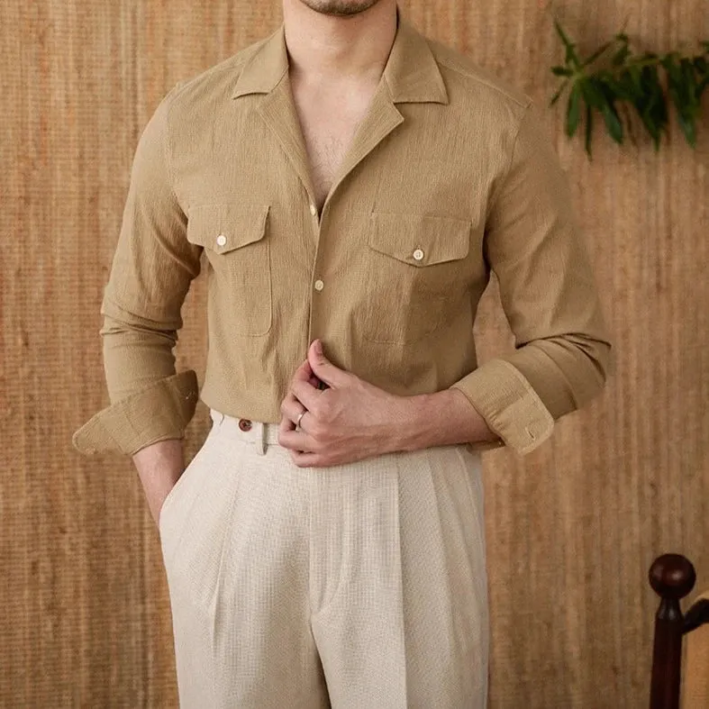 Cuban collar relaxed fit elegant shirt