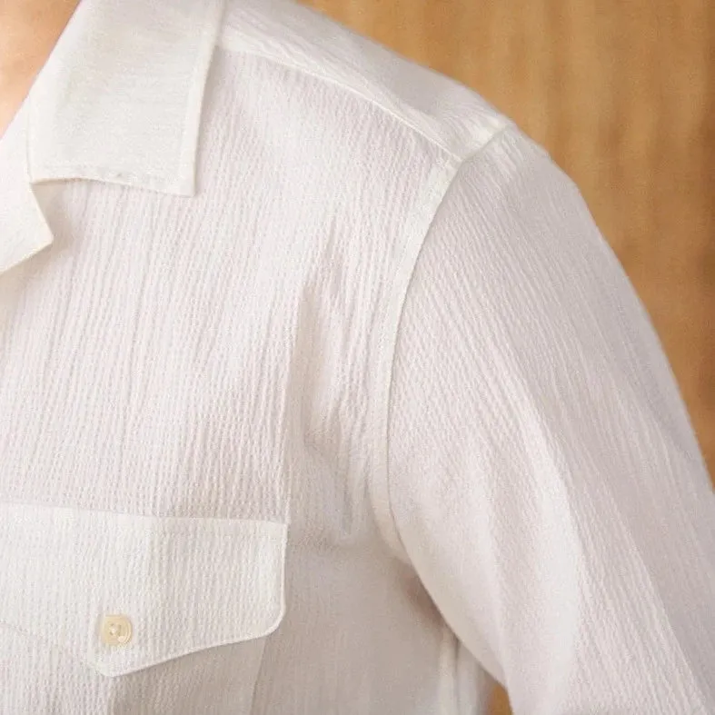 Cuban collar relaxed fit elegant shirt