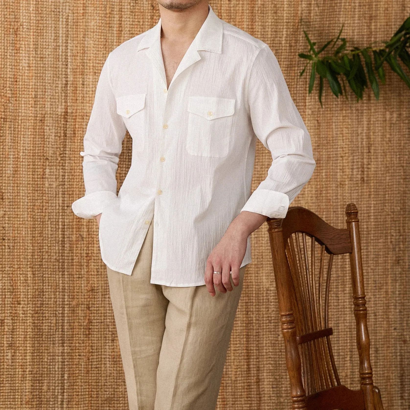 Cuban collar relaxed fit elegant shirt