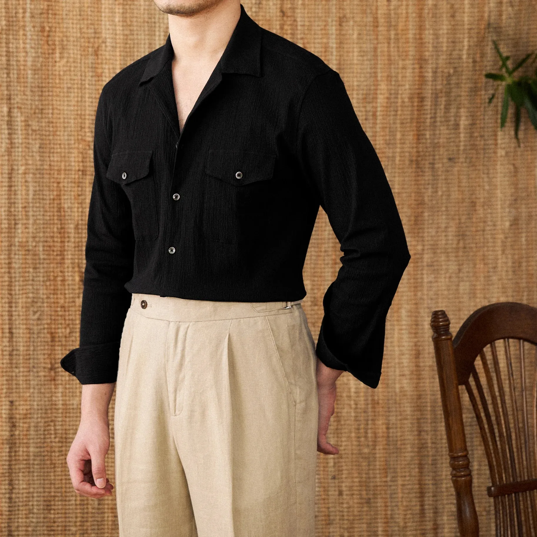 Cuban collar relaxed fit elegant shirt