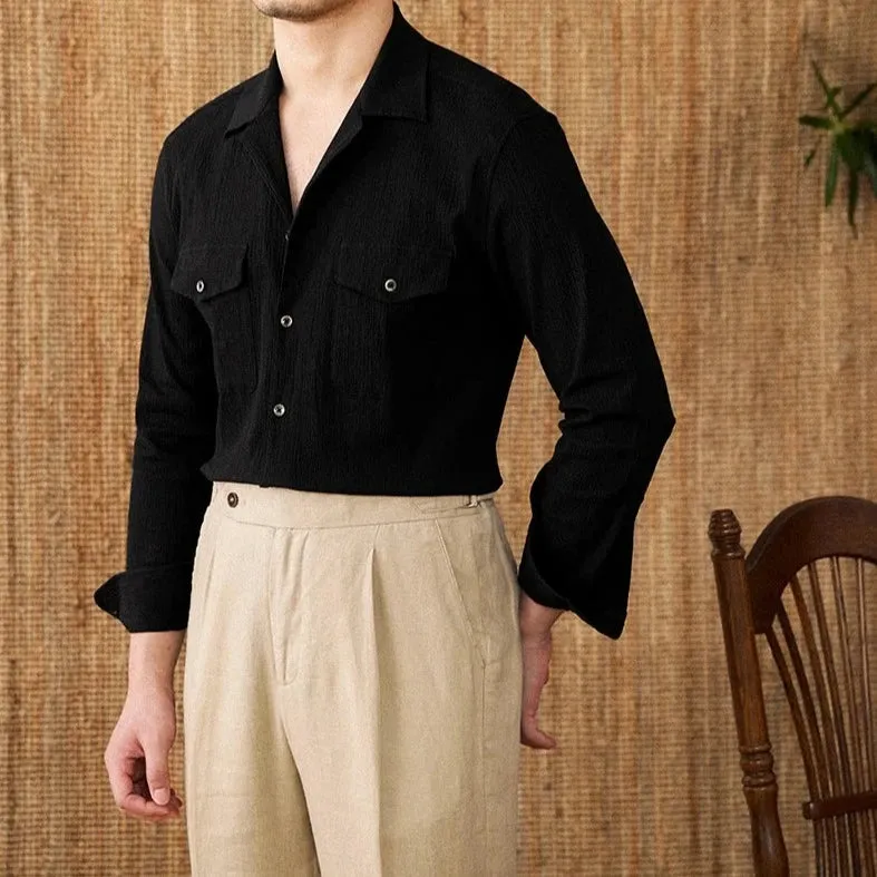 Cuban collar relaxed fit elegant shirt