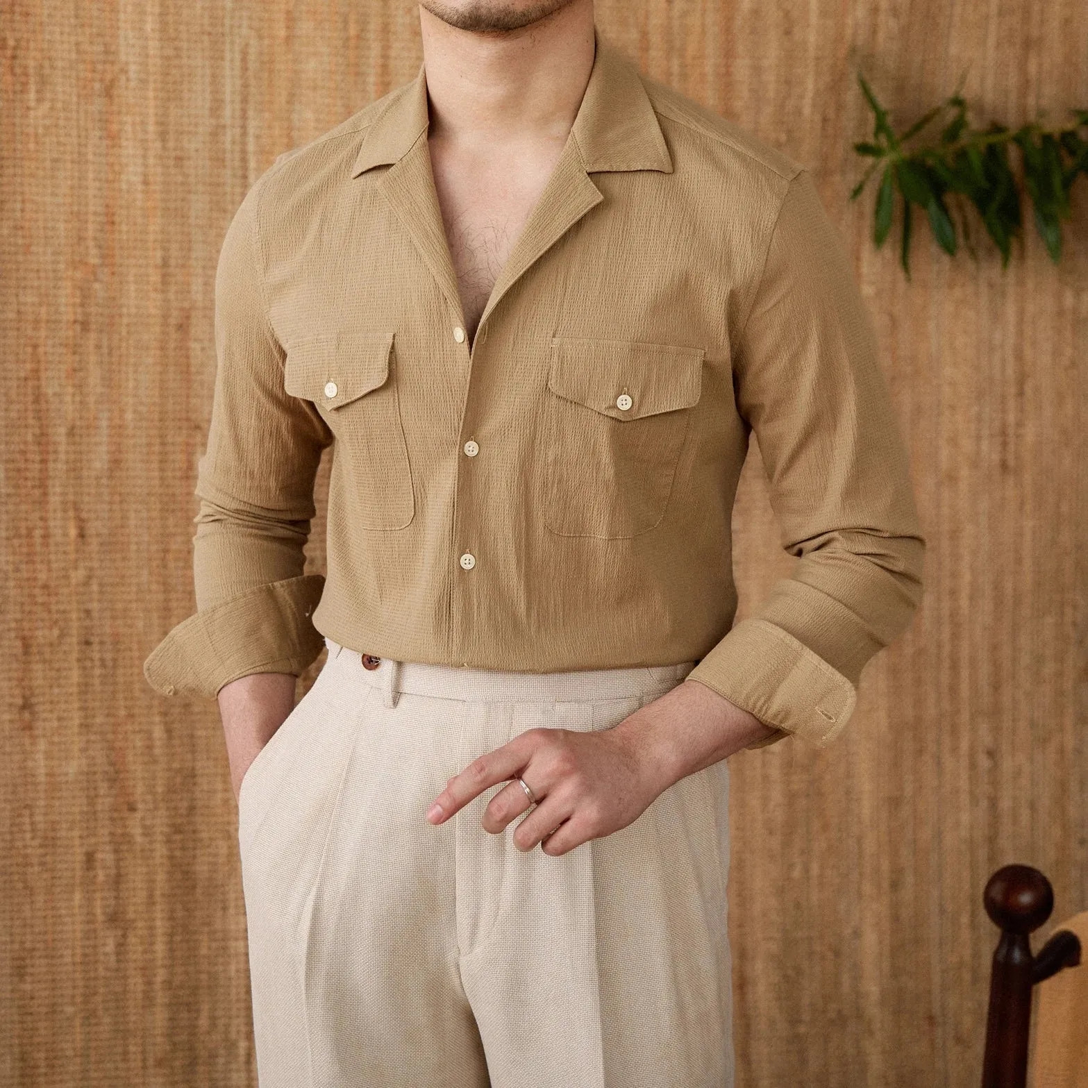 Cuban collar relaxed fit elegant shirt