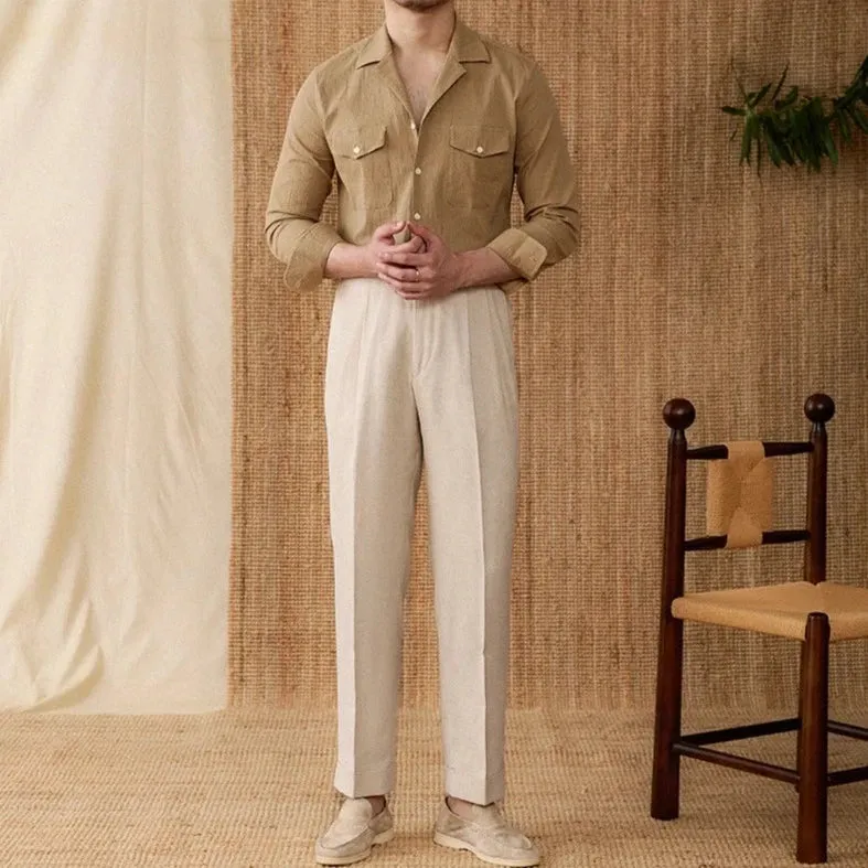 Cuban collar relaxed fit elegant shirt