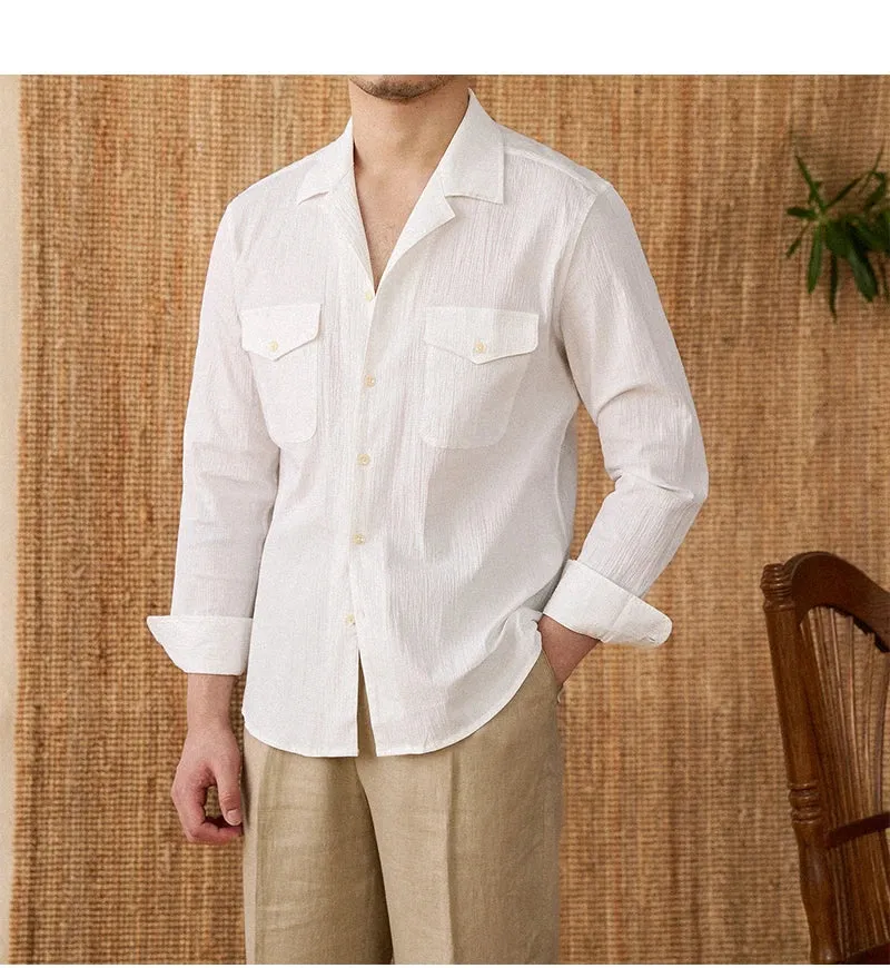 Cuban collar relaxed fit elegant shirt