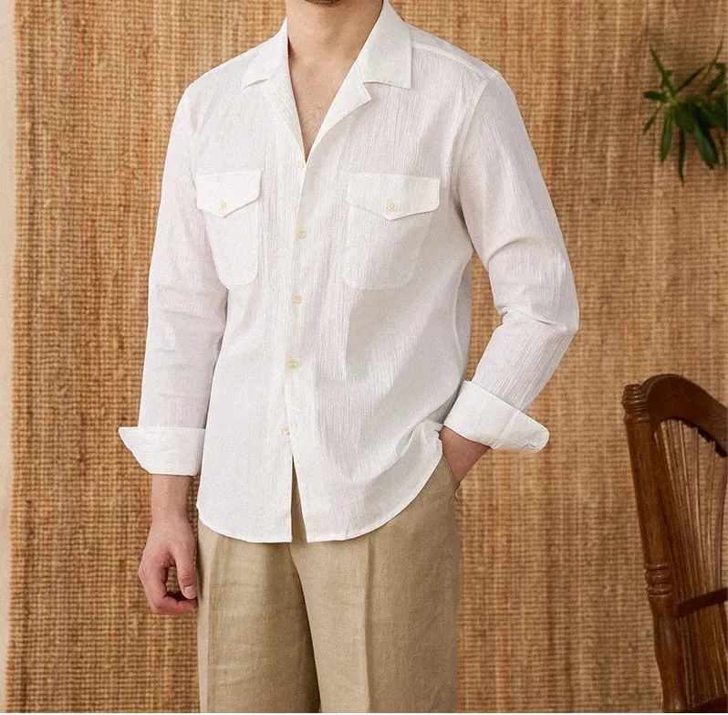 Cuban collar relaxed fit elegant shirt