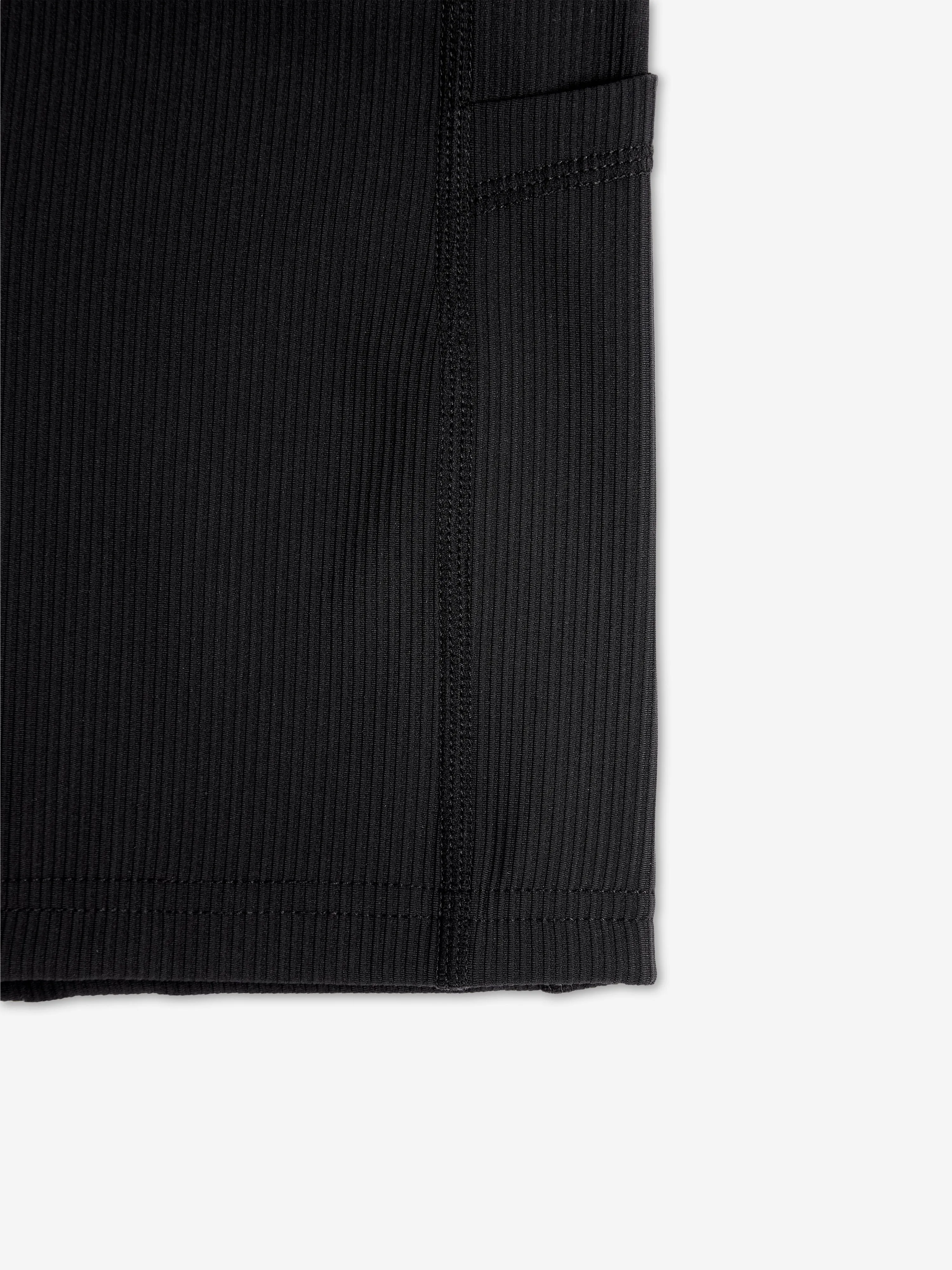 Danskin Girls Ribbed High Waist V Shape Waistband Shorts in Black