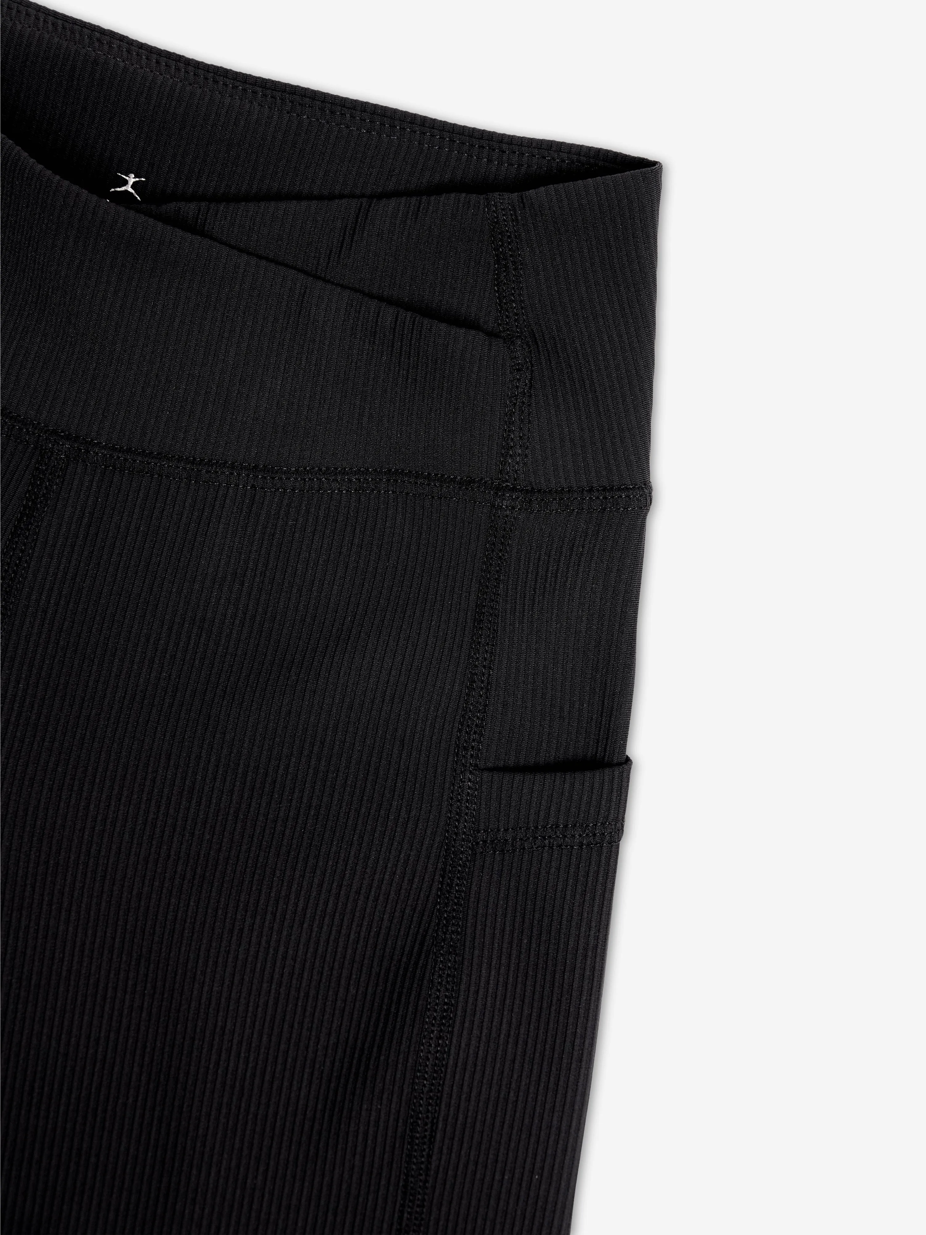 Danskin Girls Ribbed High Waist V Shape Waistband Shorts in Black