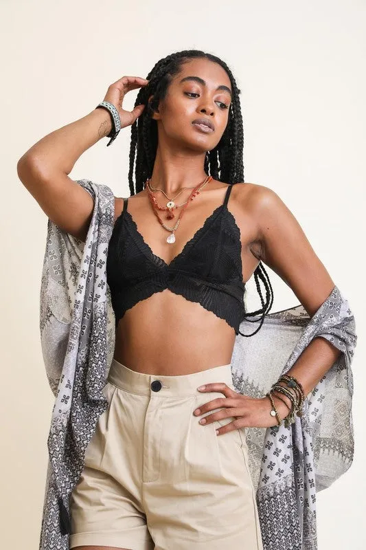Ella Seashell Crop Top Bralette in Black