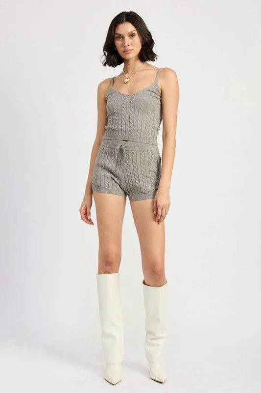 Emory Park Cable Knit Shorts With Drawstring