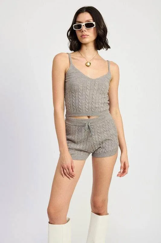 Emory Park Cable Knit Shorts With Drawstring