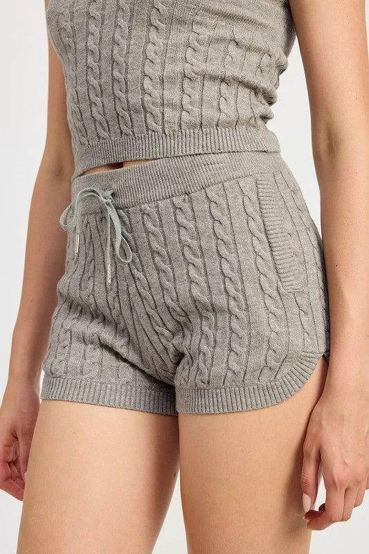 Emory Park Cable Knit Shorts With Drawstring