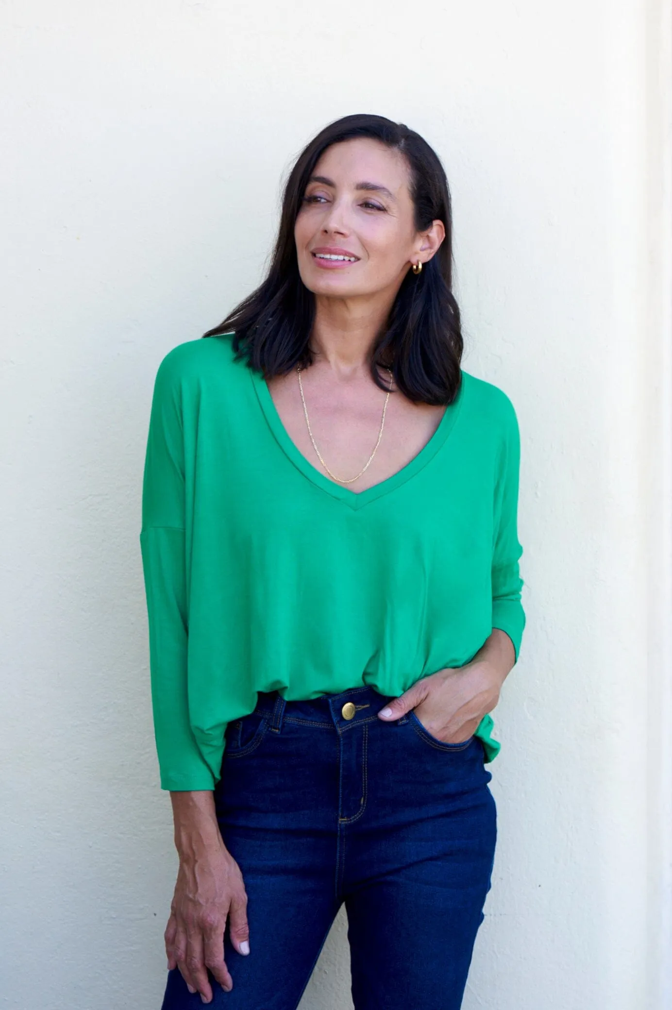 Erica Essential Long Sleeve Top Emerald