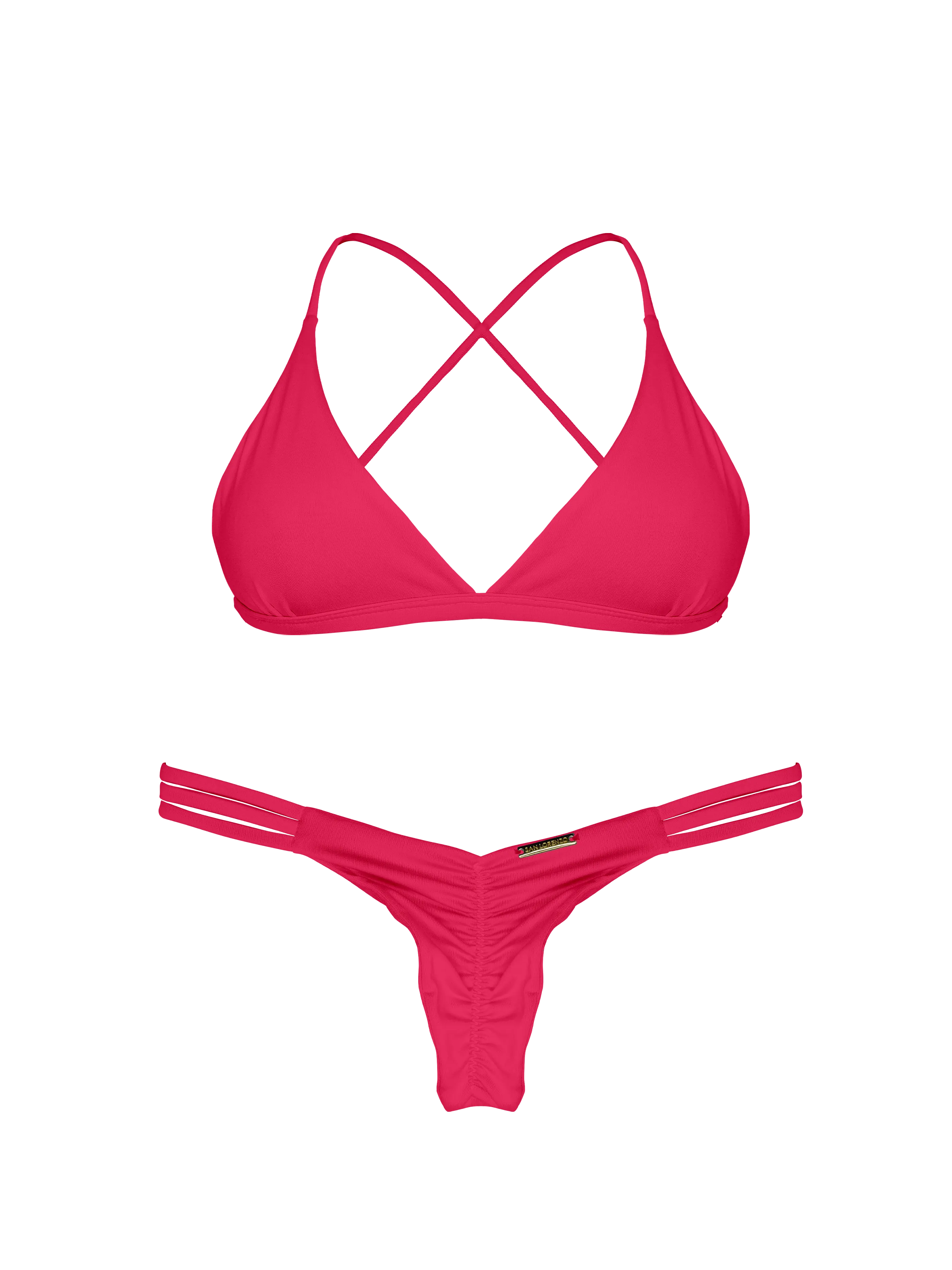 Essential Solids Pink Fusion Cross Back Bikini Top