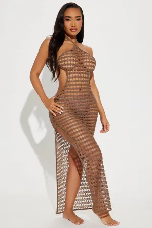 Eternal Summer Shimmer Cover Up Maxi Dress - Brown