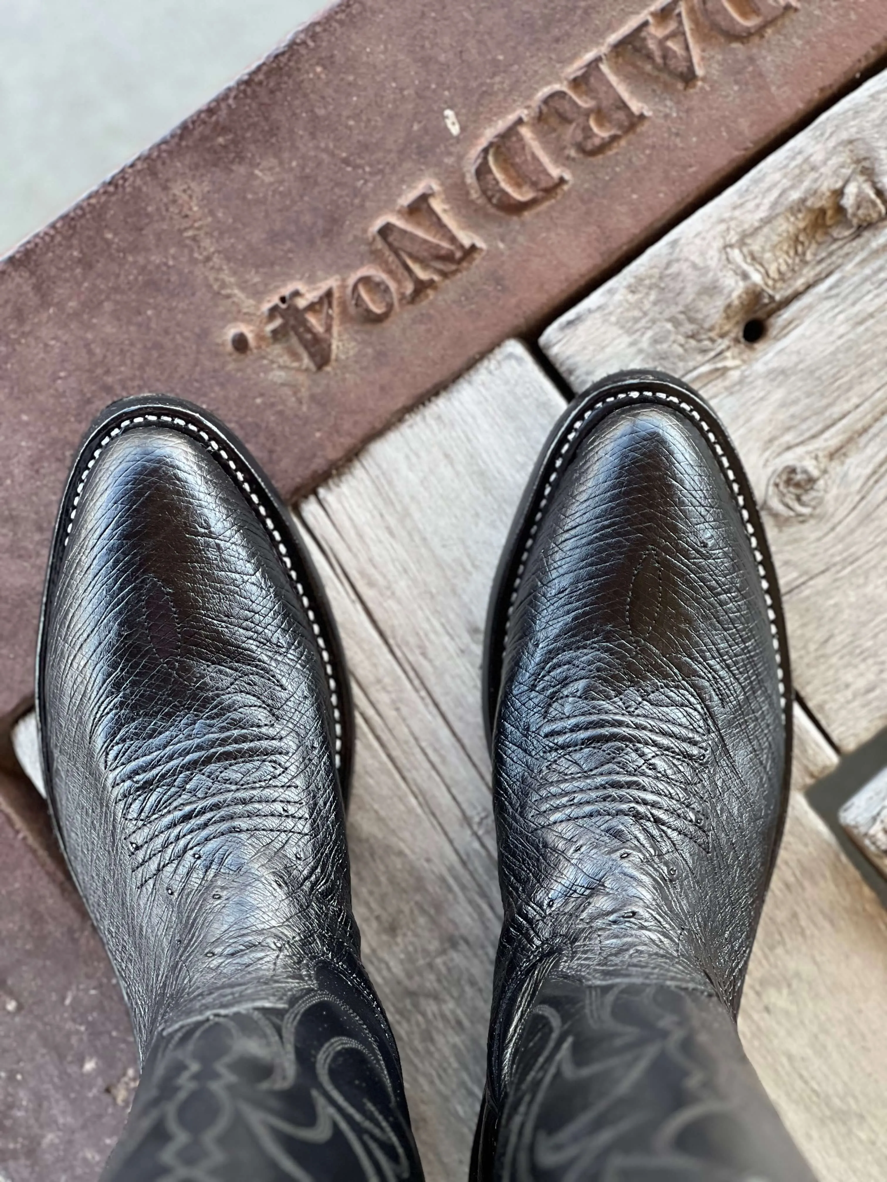 Fenoglio Boot Co. | Black Smooth Ostrich Boot