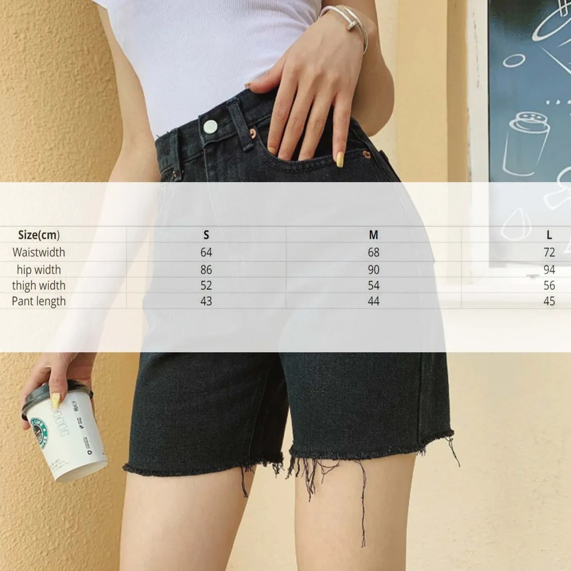 Five-point Tight High Waisted Long Denim Shorts
