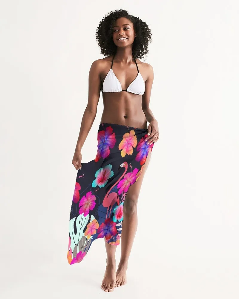 Floral Hibiscus Flamingos Swimsuit Cover Up