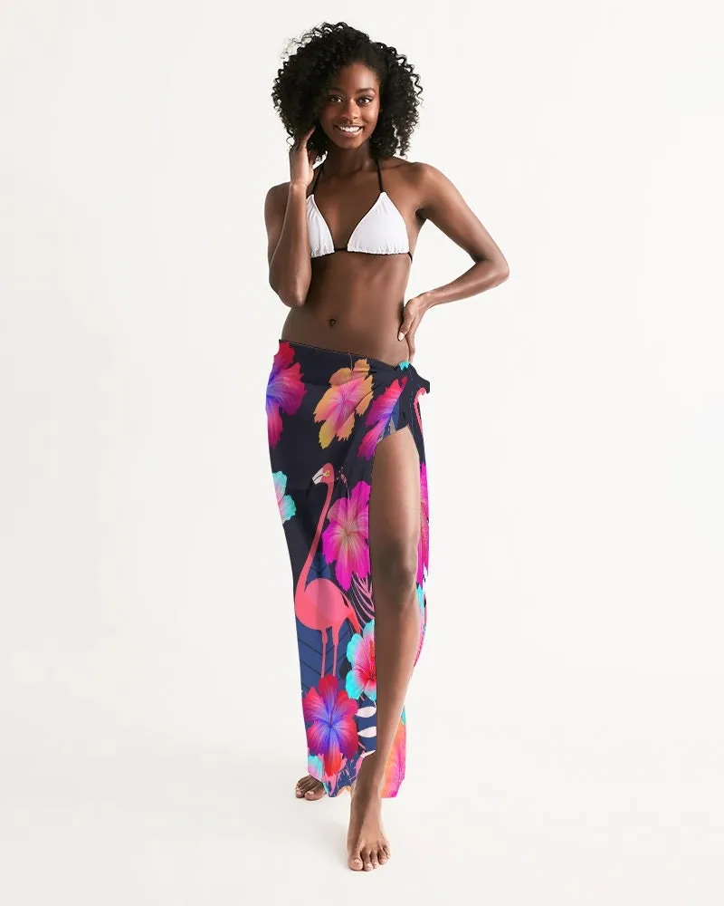 Floral Hibiscus Flamingos Swimsuit Cover Up