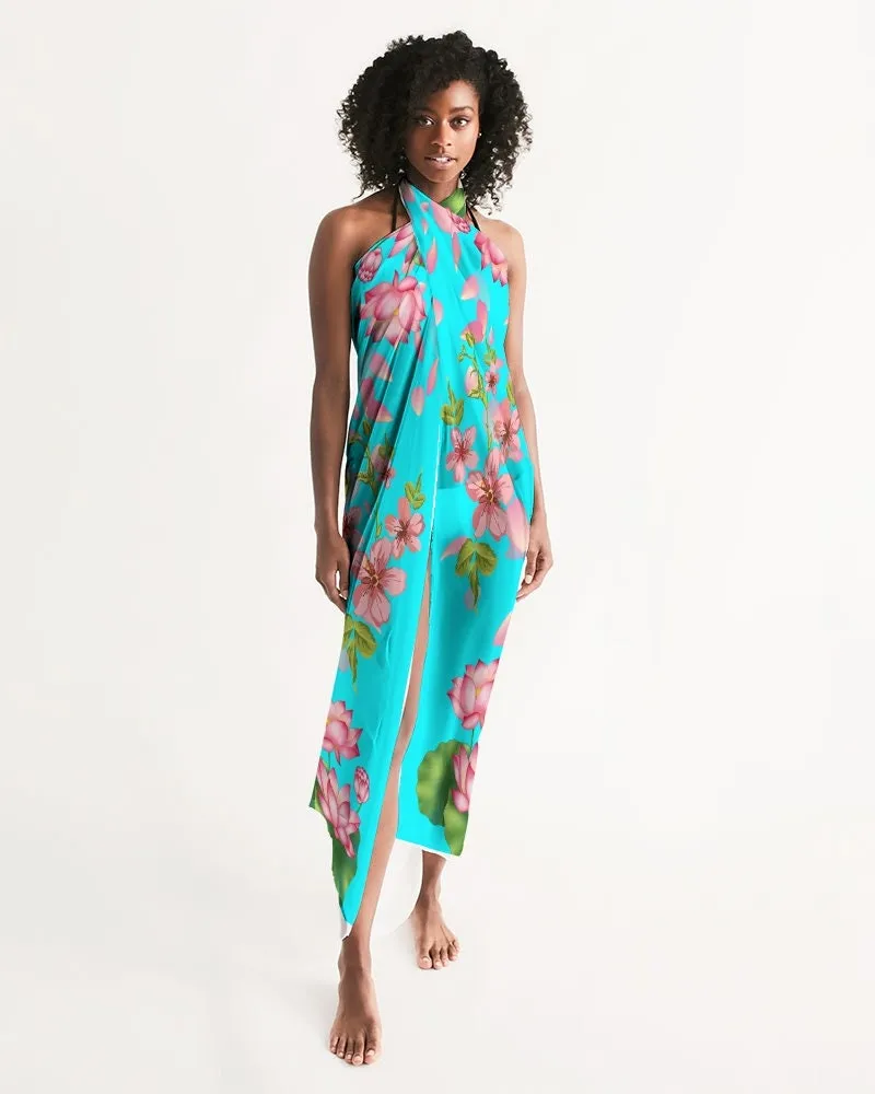 Floral Lotus Turquoise Swimsuit Cover-up