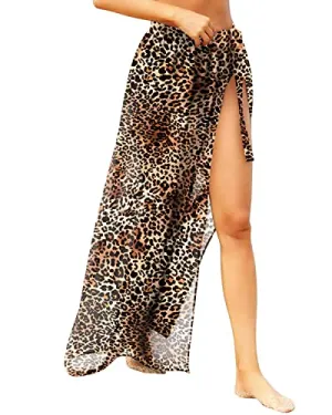 Flowy Chiffon Beach Wrap Sarong For Women-Leopard