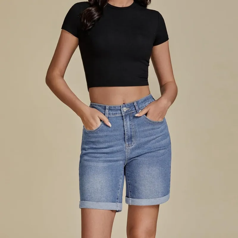 Fold Hem Button Shorts –  Practical Design for Active Days