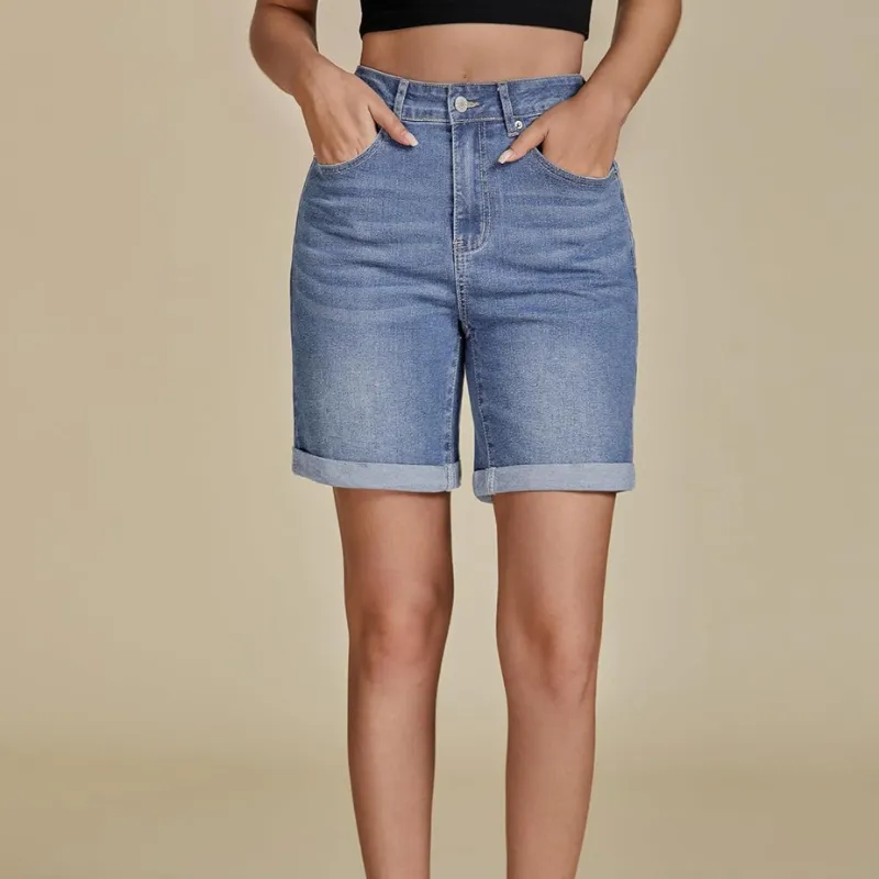 Fold Hem Button Shorts –  Practical Design for Active Days
