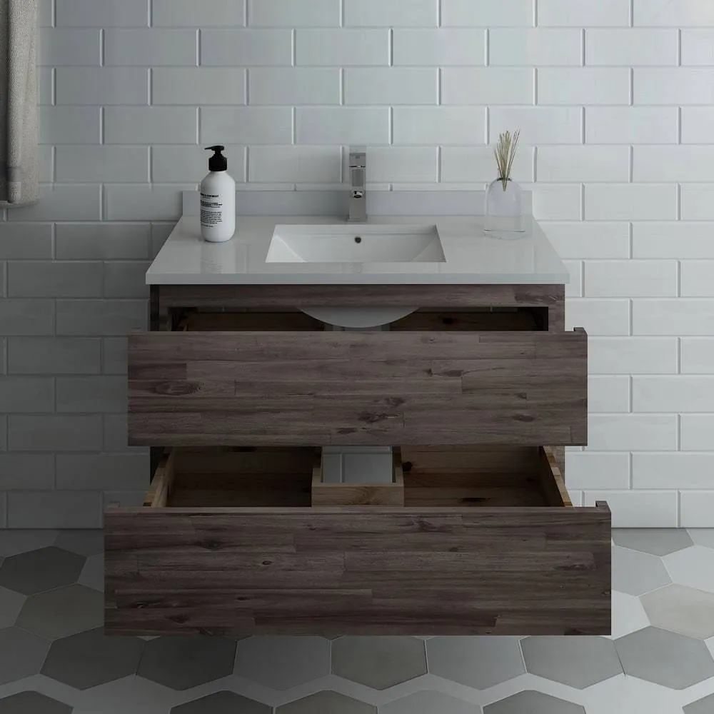 Fresca FCB3136ACA-CWH-U Formosa 36" Wall Hung Modern Bathroom Cabinet with Top & Sink in Acacia
