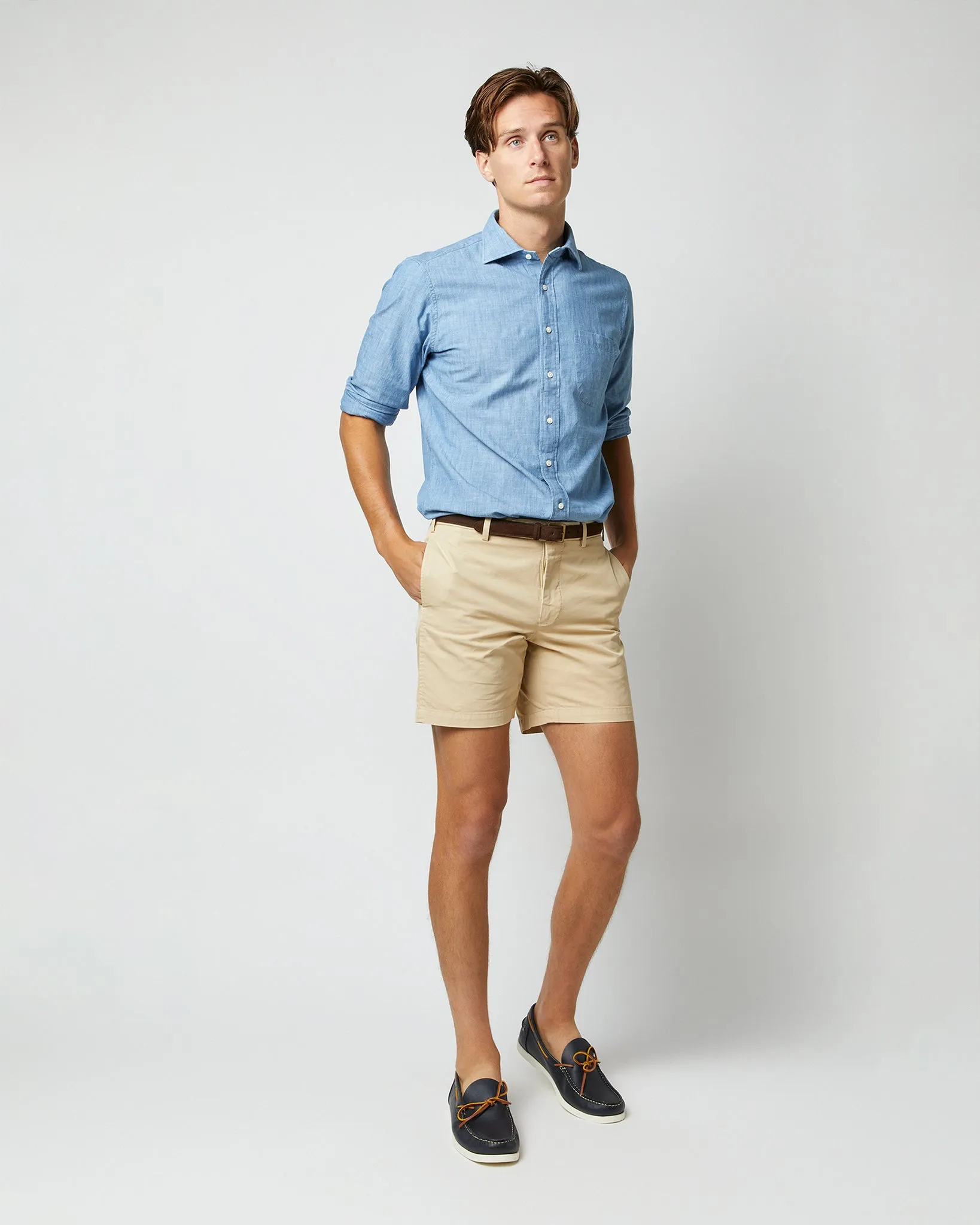 Garment-Dyed Short in Khaki AP Twill