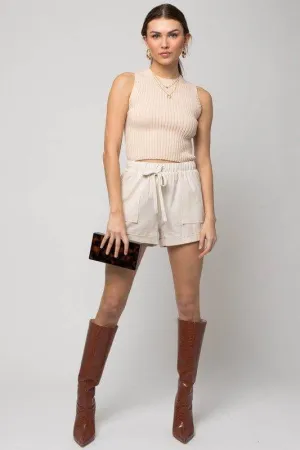 Gilli | Elastic Waist Front Pocket Roll-Up Shorts