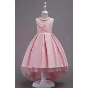 Kids Girls Smooth Skirt Sleeveless Elegant Princess Solid Pattern Superb Dress - C636TCKGD