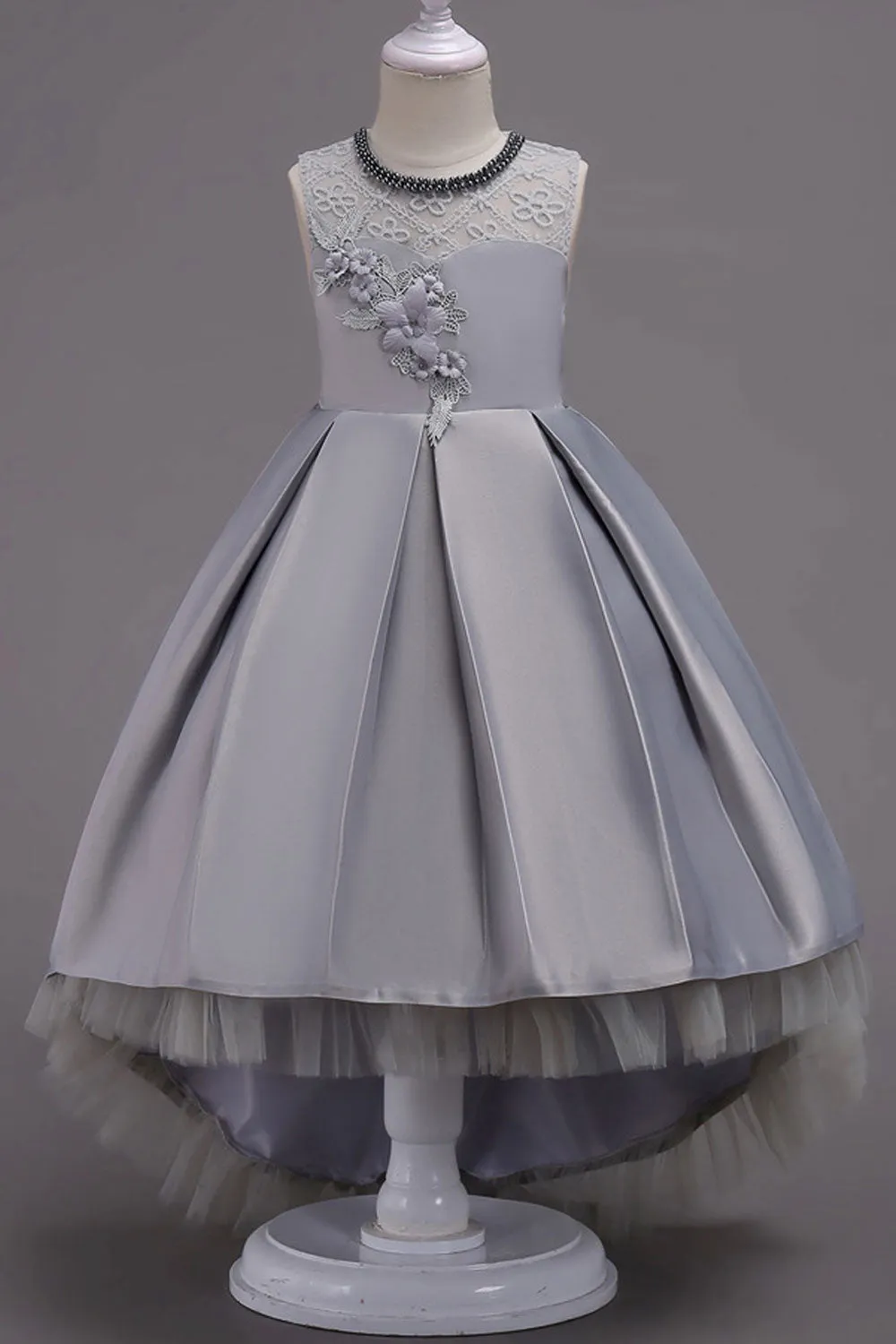 Kids Girls Smooth Skirt Sleeveless Elegant Princess Solid Pattern Superb Dress - C636TCKGD
