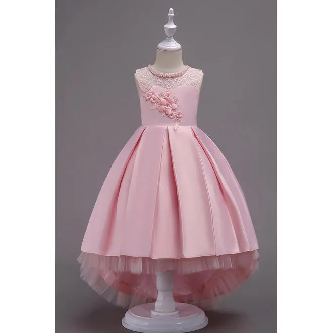 Kids Girls Smooth Skirt Sleeveless Elegant Princess Solid Pattern Superb Dress - C636TCKGD