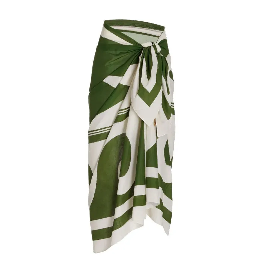 Kiwi Ruffle Monokini With Sarong Set
