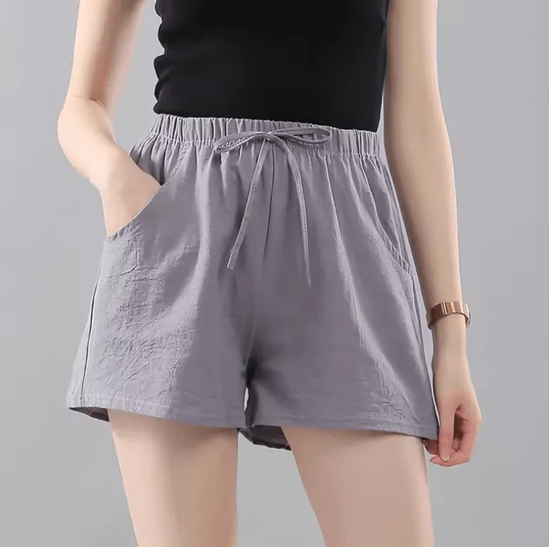 Korean Wide-Leg Summer Shorts for Women | 2025 Casual Elastic Waist Cotton Mini Shorts