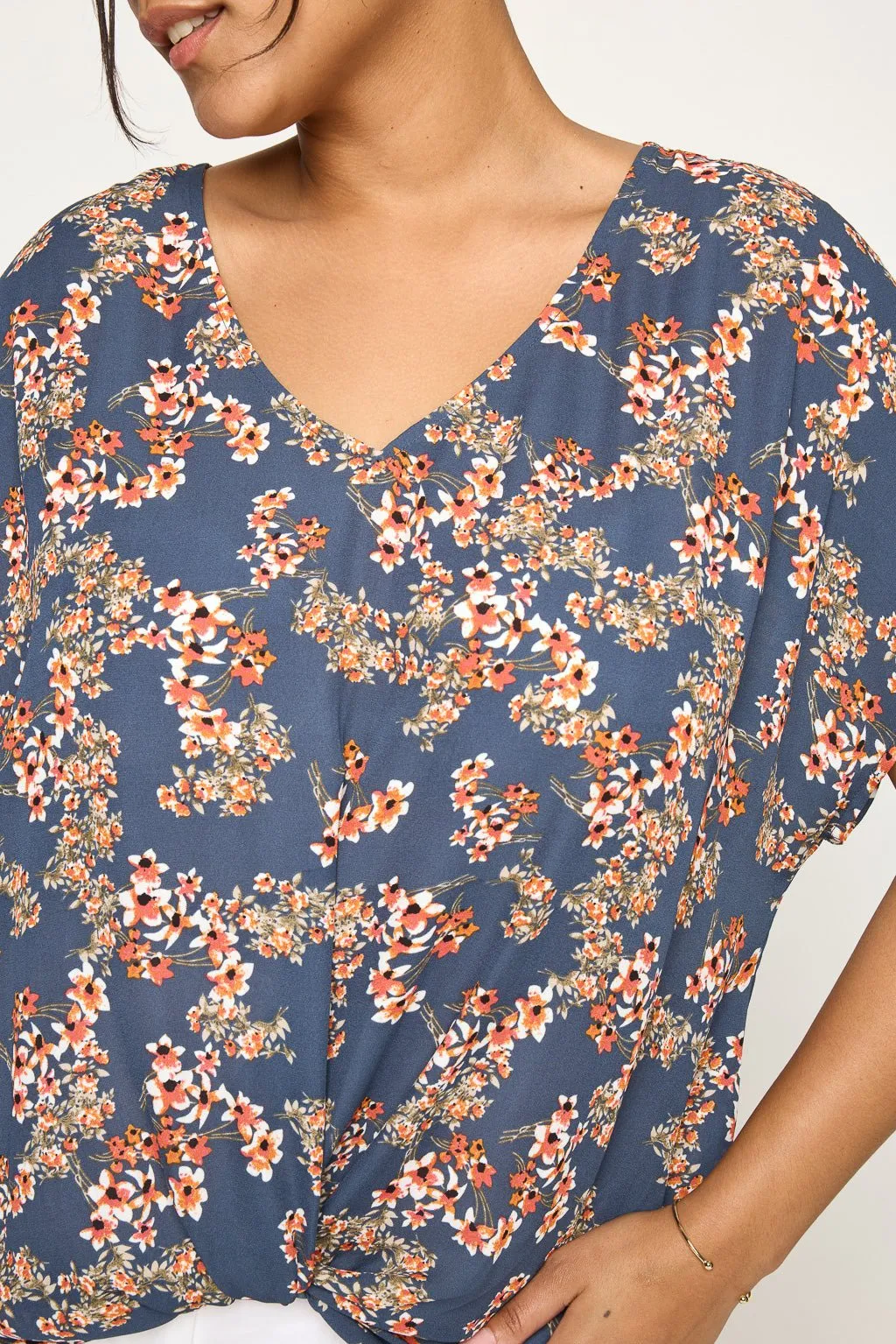 Leah Plus Size Short Sleeve Woven Top