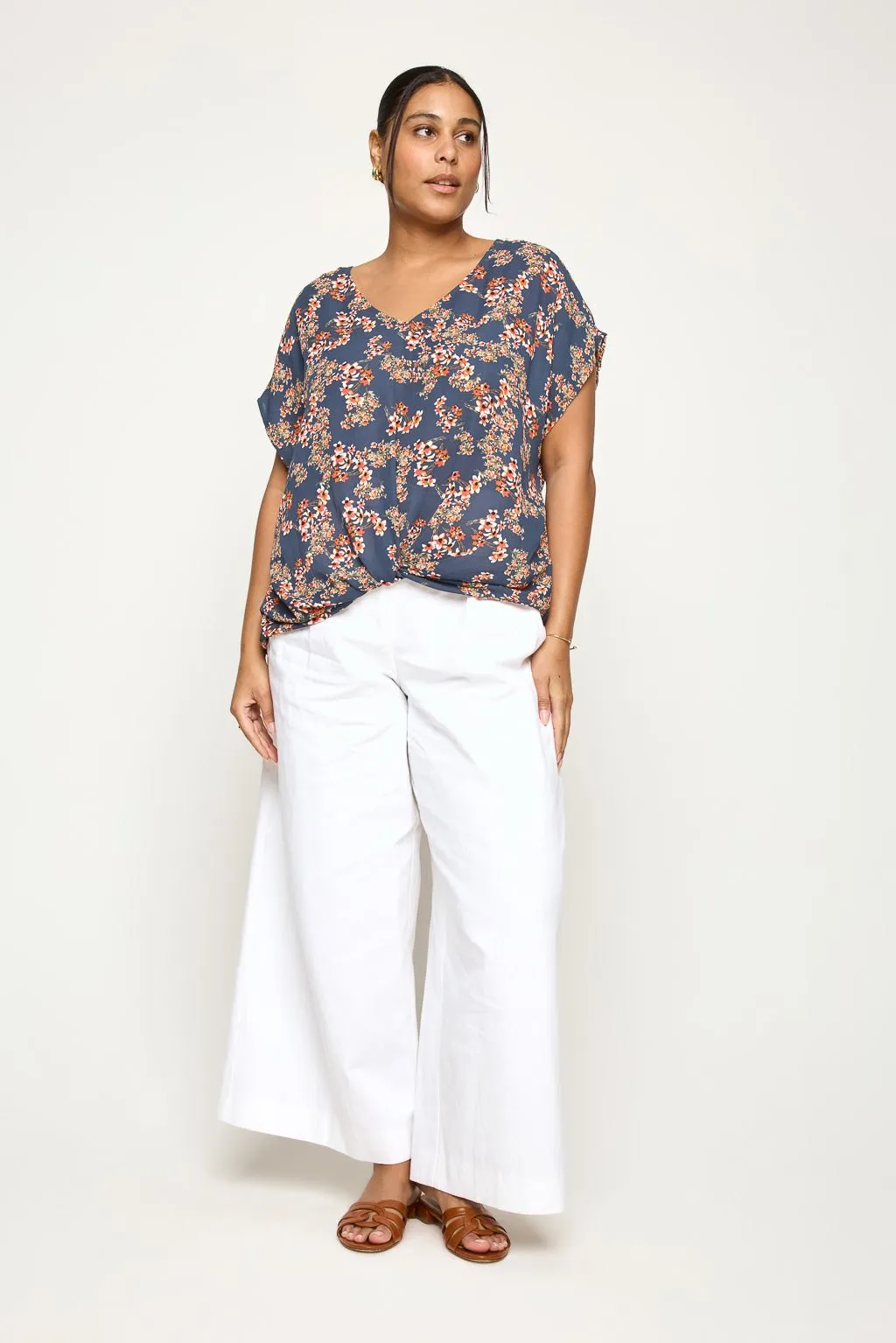 Leah Plus Size Short Sleeve Woven Top