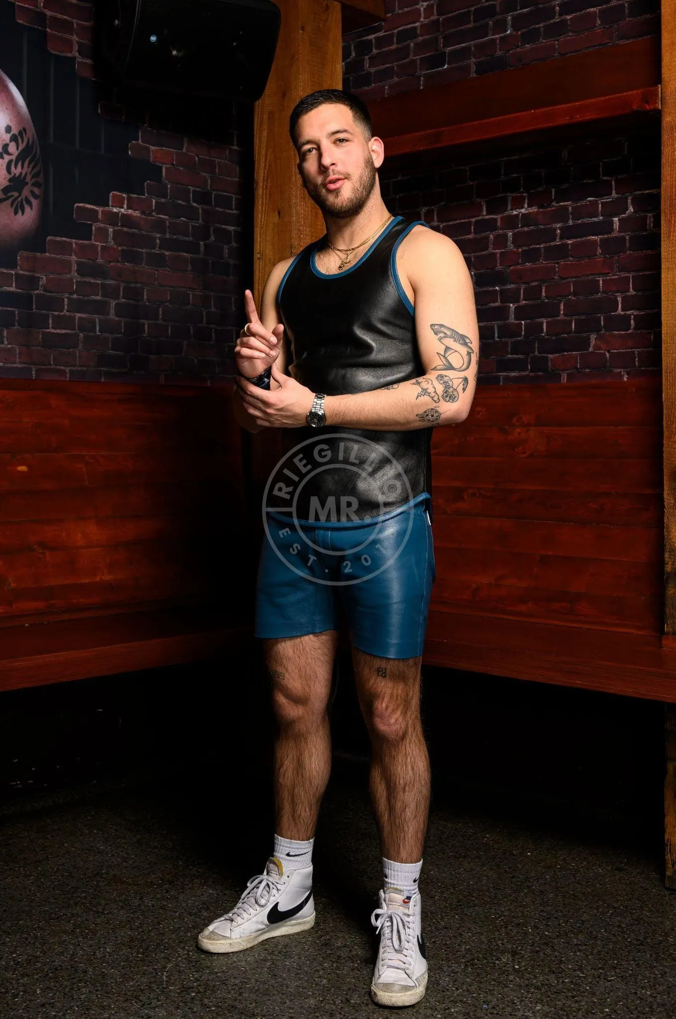 Leather 5 Pocket Short - Jeans Blue