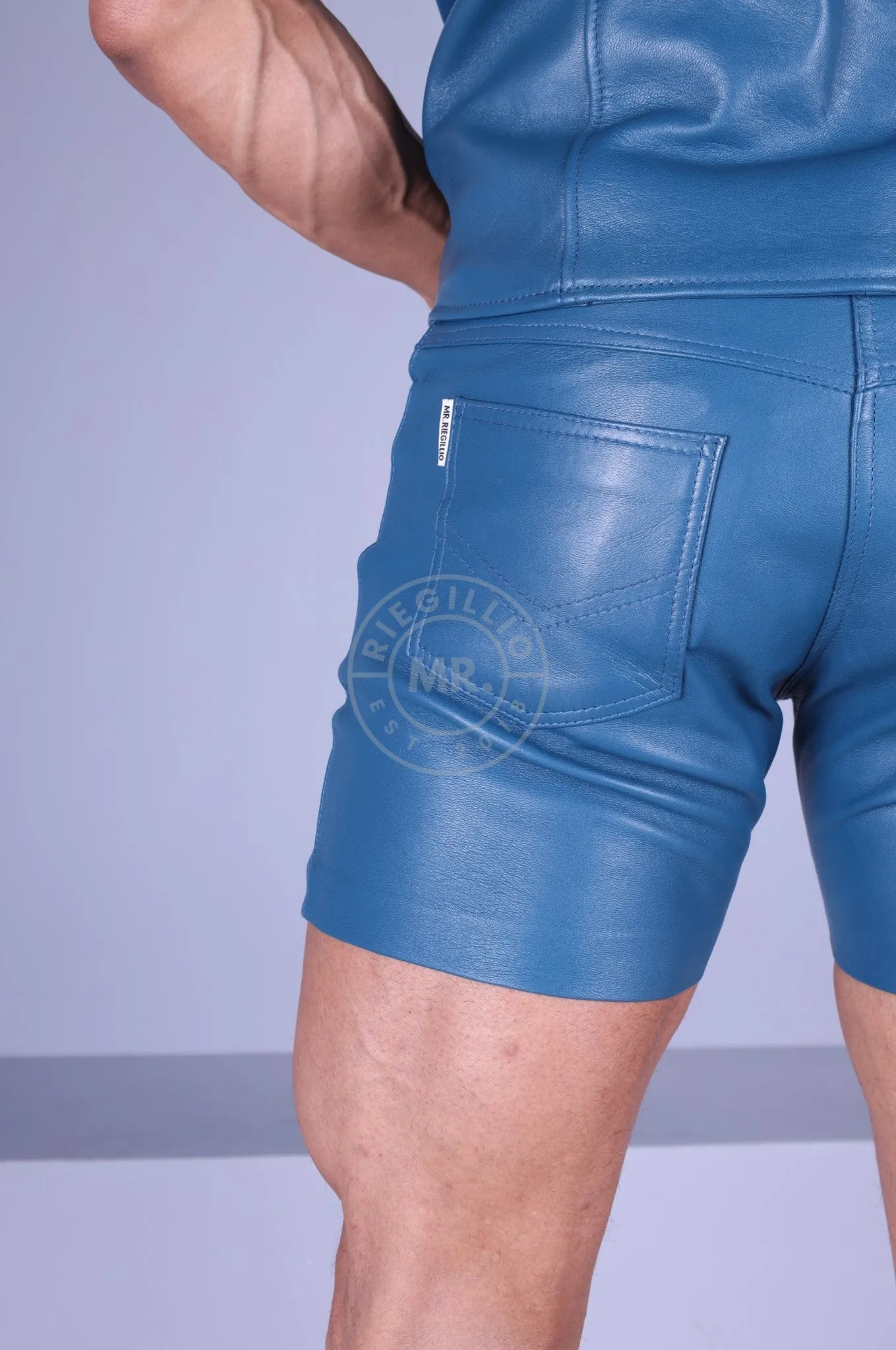 Leather 5 Pocket Short - Jeans Blue