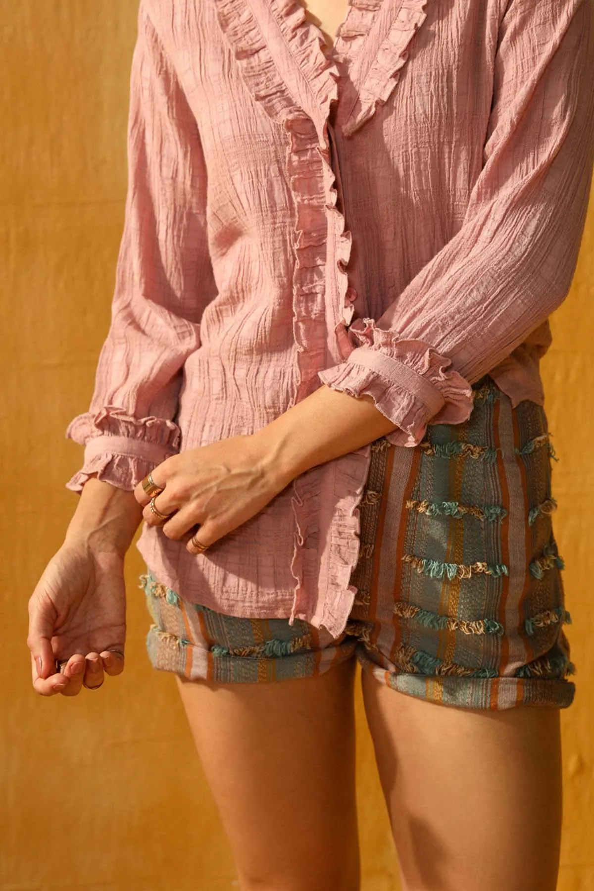 Lilac Frill V-Neck Relaxed Shirt