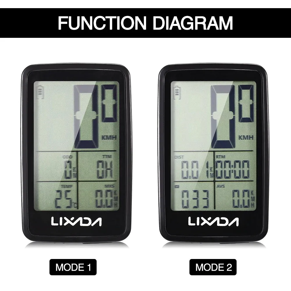 Lixada USB Rechargeable Wireless Bike Cycling Computer Bicycle Speedometer Odometer