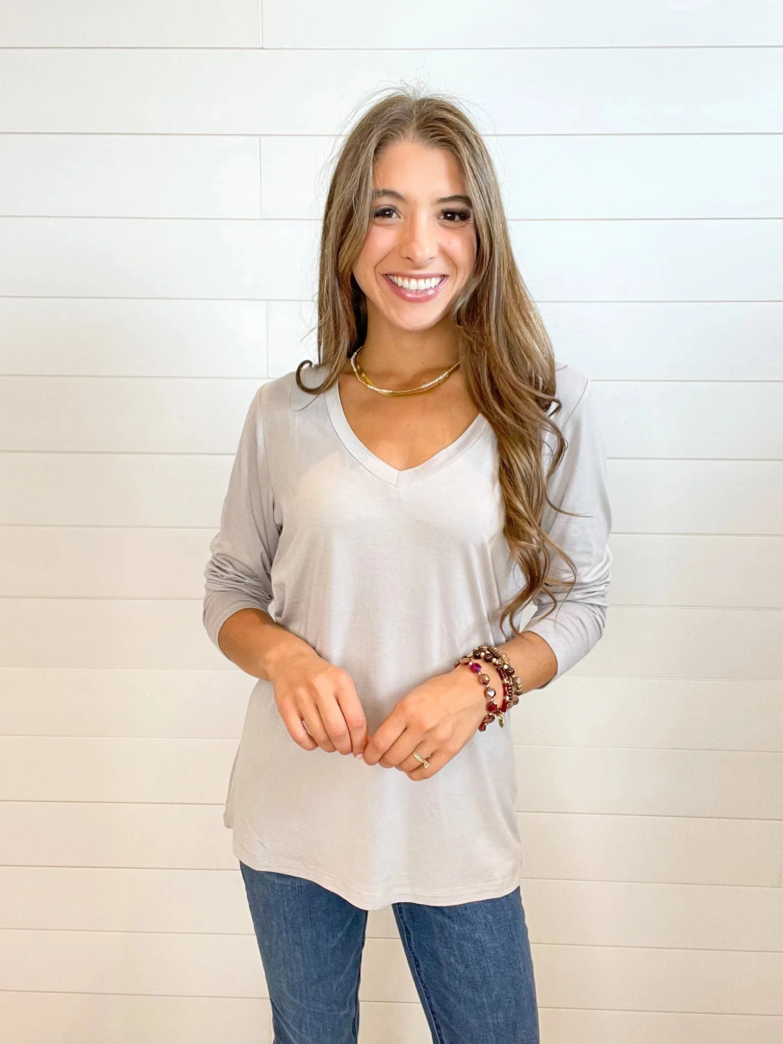 Mac and Me Long Sleeve V-Neck Top