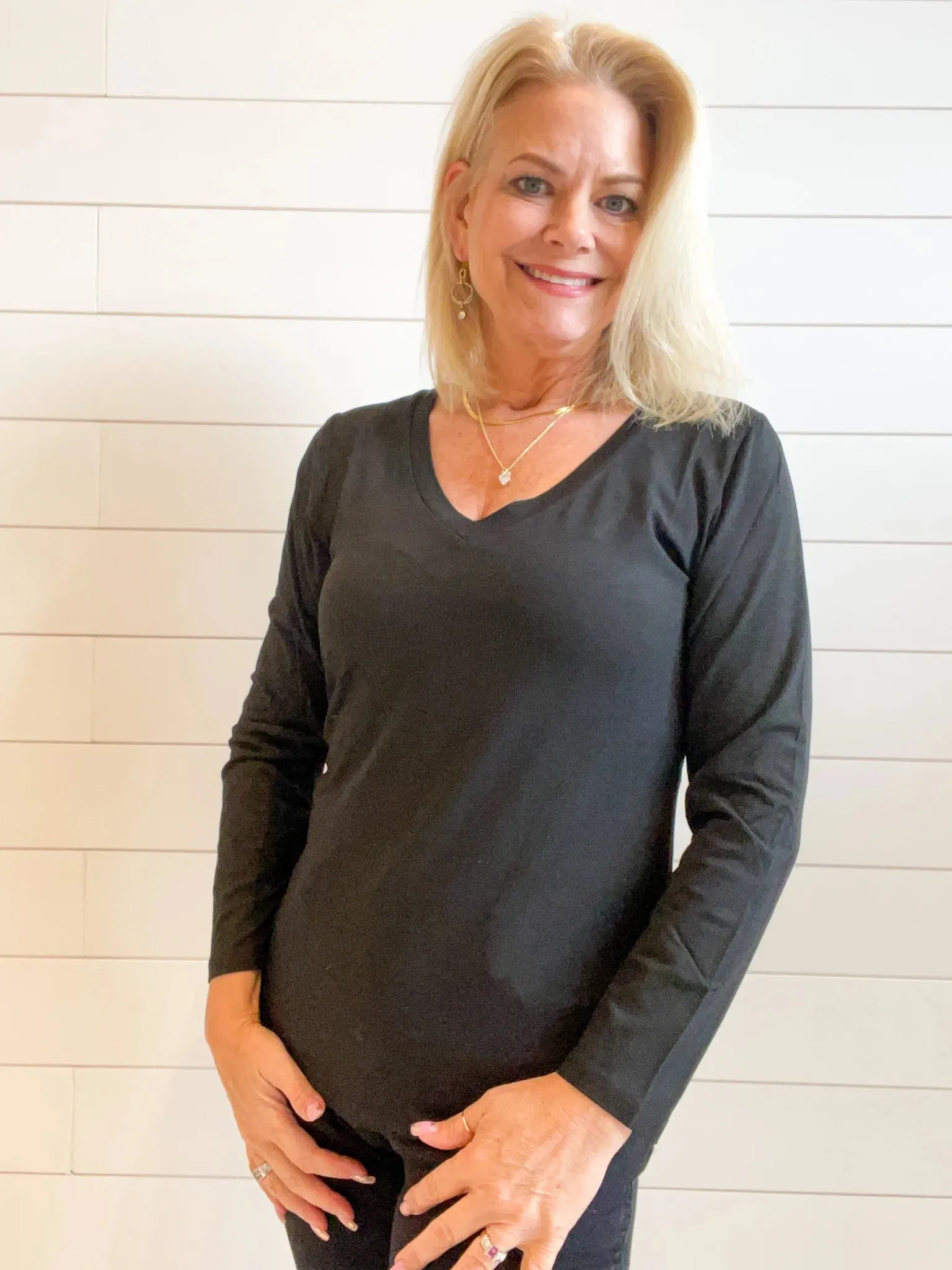 Mac and Me Long Sleeve V-Neck Top