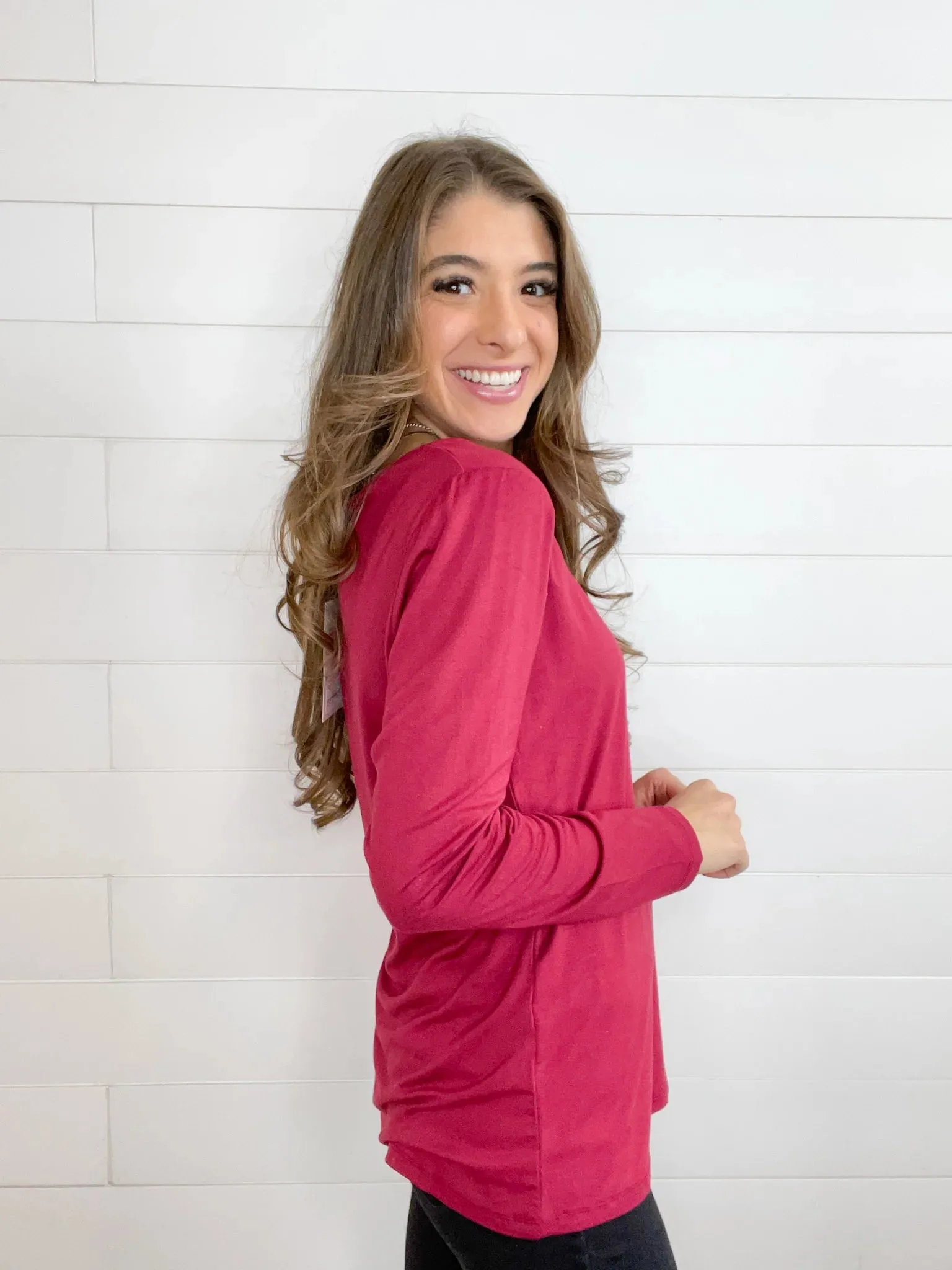 Mac and Me Long Sleeve V-Neck Top