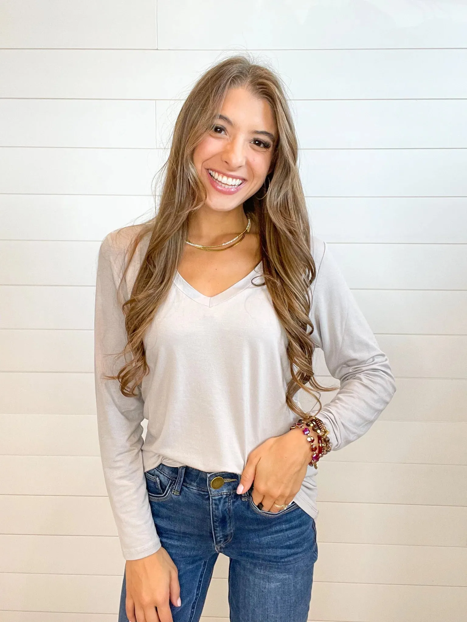 Mac and Me Long Sleeve V-Neck Top