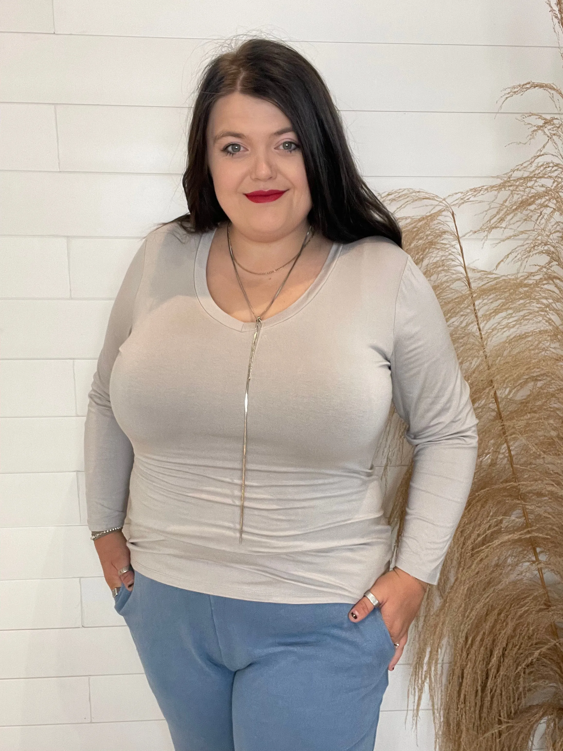 Mac and Me Long Sleeve V-Neck Top
