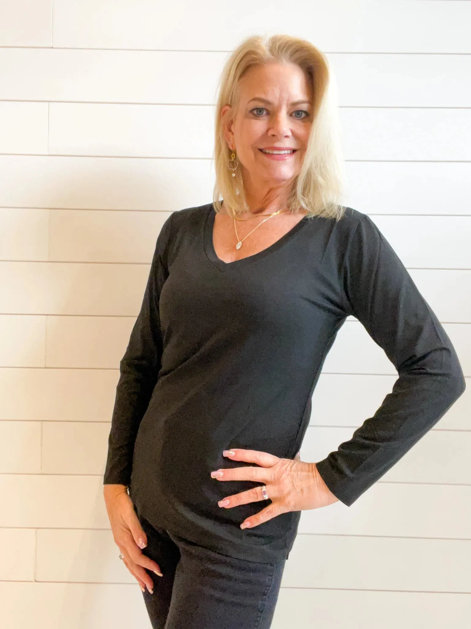 Mac and Me Long Sleeve V-Neck Top