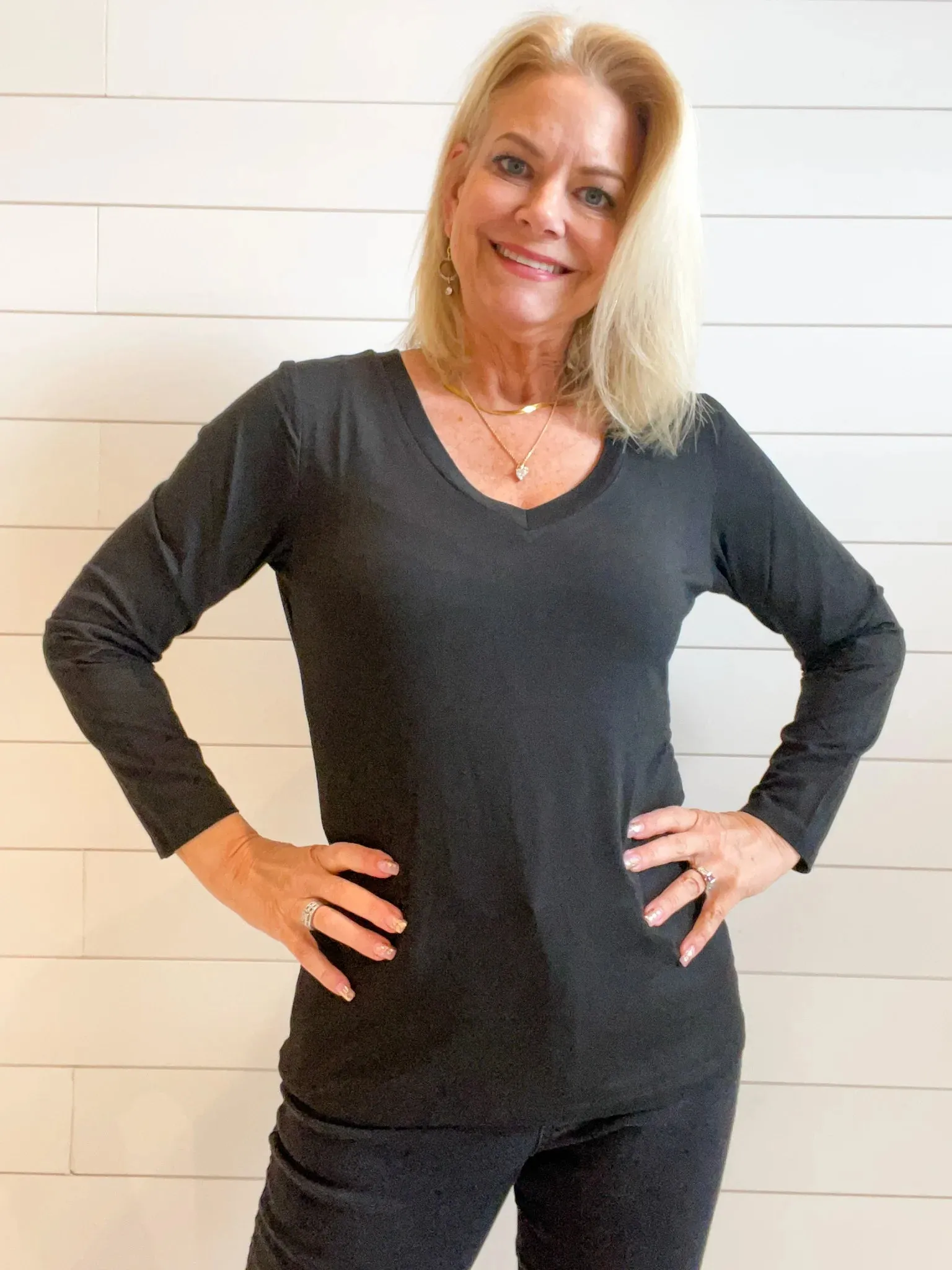 Mac and Me Long Sleeve V-Neck Top