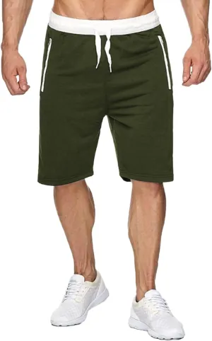 Men's Athletic Beach Shorts Color Block Elastic Waist Shorts Drawstring Slim Fit Pants Casual Simple Sports Pants
