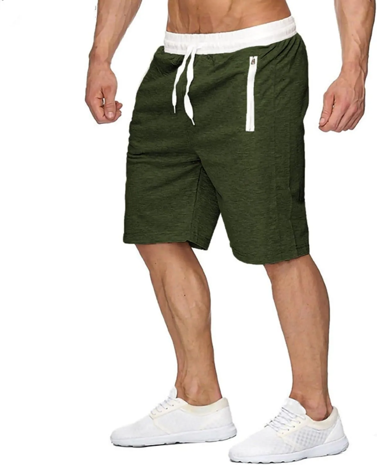 Men's Athletic Beach Shorts Color Block Elastic Waist Shorts Drawstring Slim Fit Pants Casual Simple Sports Pants